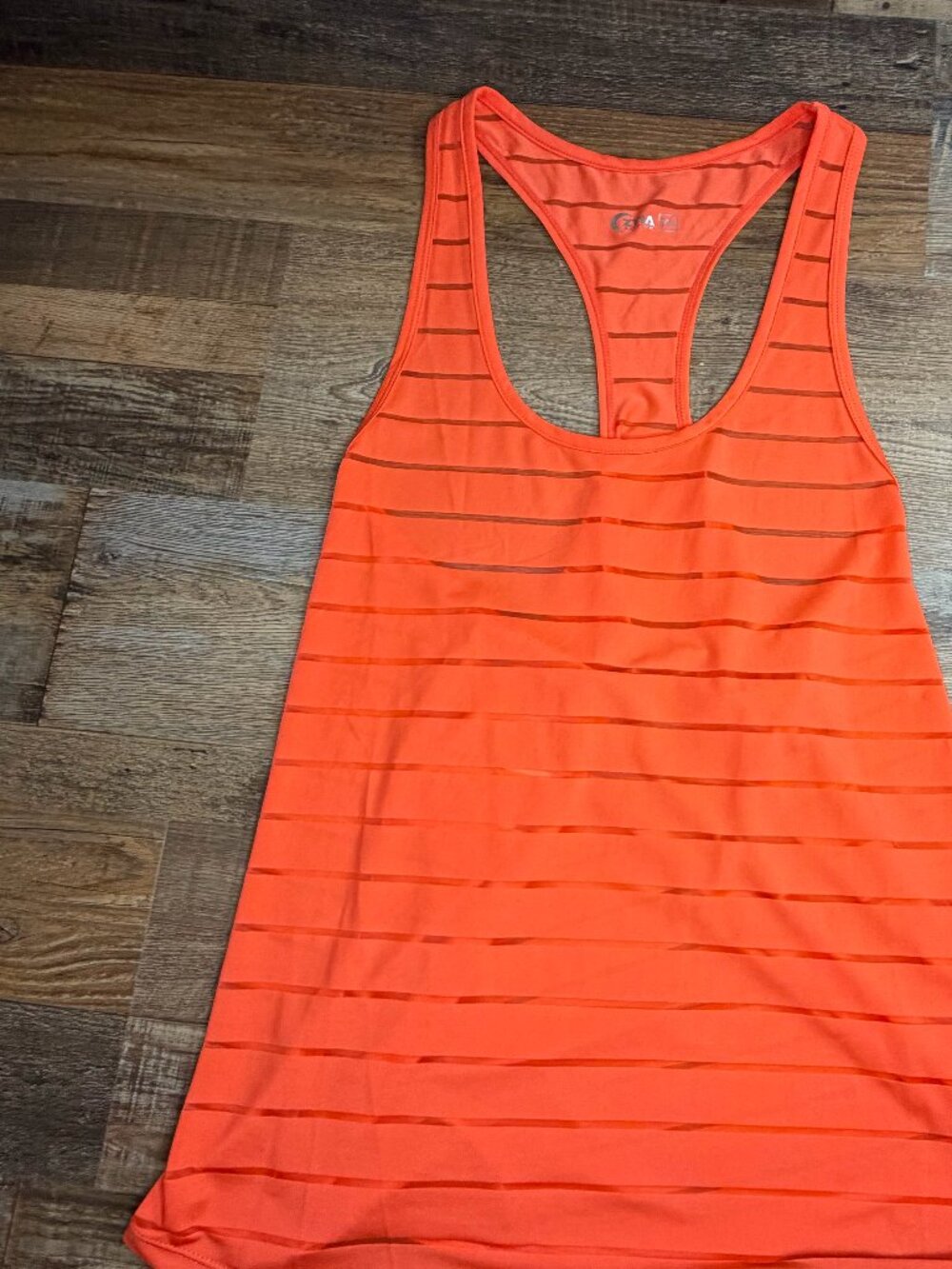 ZYIA Active Women's XL Coral Orange Racerback Striped Athletic Tank Top